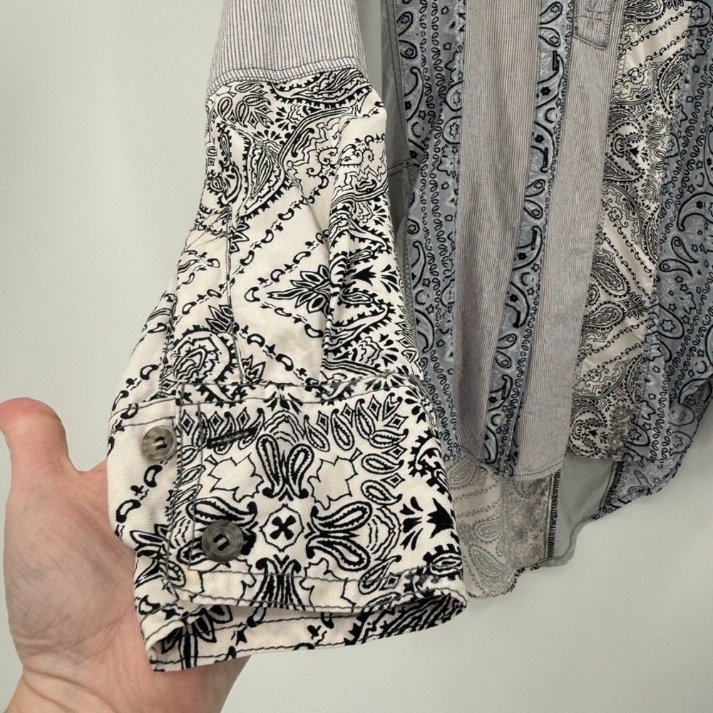Free People All Patched Up Bandana Patchwork Button Up Shirt Sz S Lagenlook Boho - Picture 8 of 15
